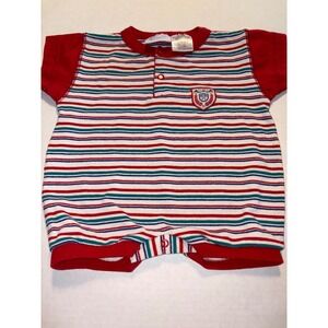 Small Steps Romper Tennis Striped Red White Blue‎ Green 3-6 Months VTG